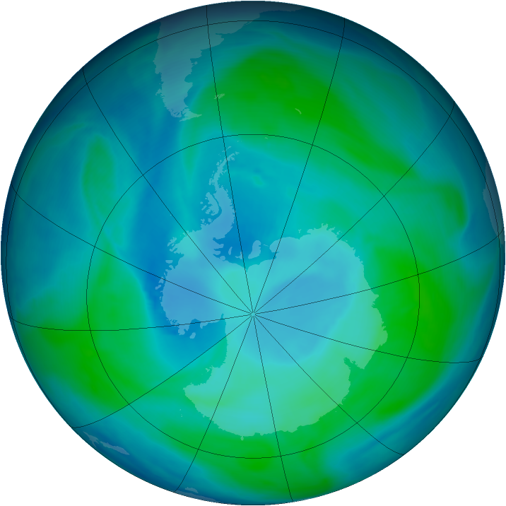 Antarctic ozone map for 18 January 2007
